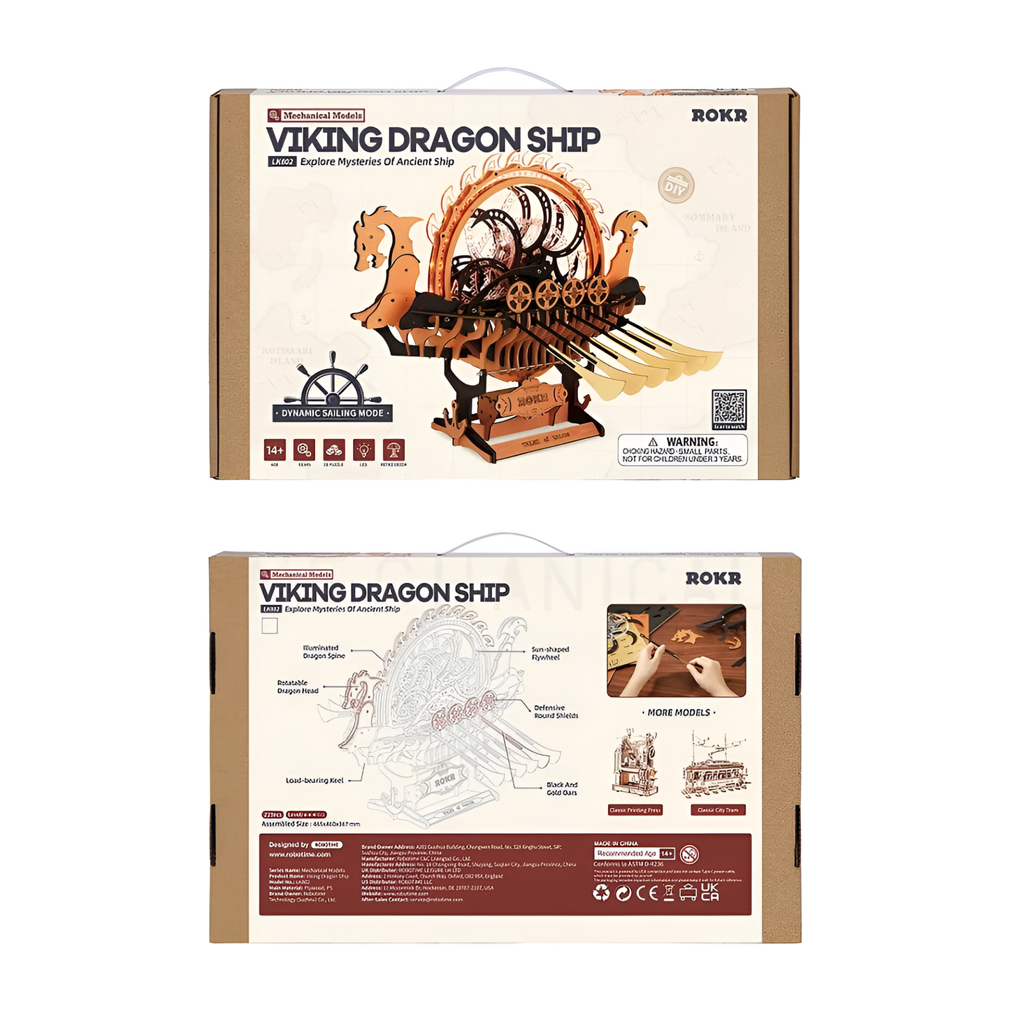 Viking Dragon Ship Mechanical 3D Wooden Puzzle