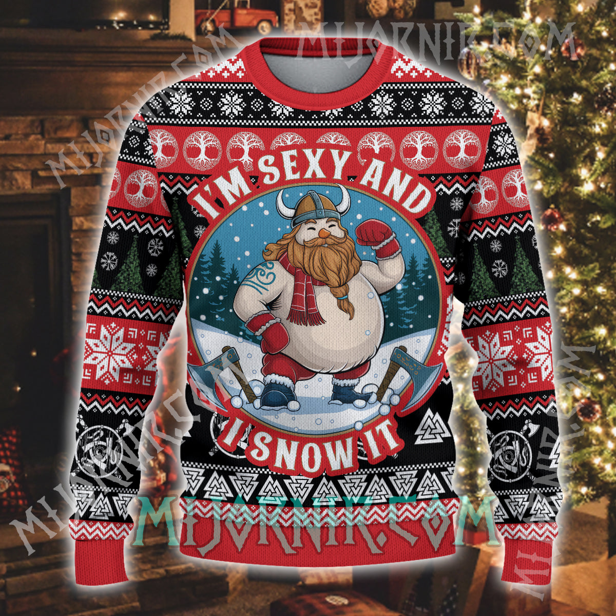 Frosty Viking Warrior - Viking Ugly Christmas Sweater
