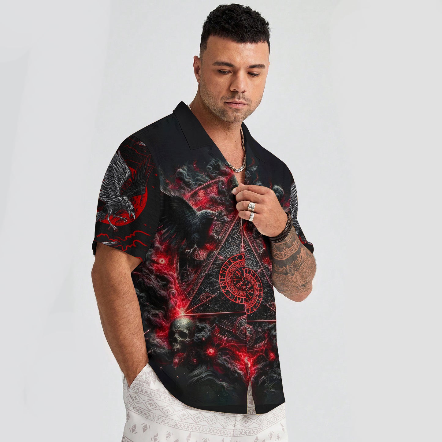 Raven Skull Sigil Viking – Hawaiian Shirt