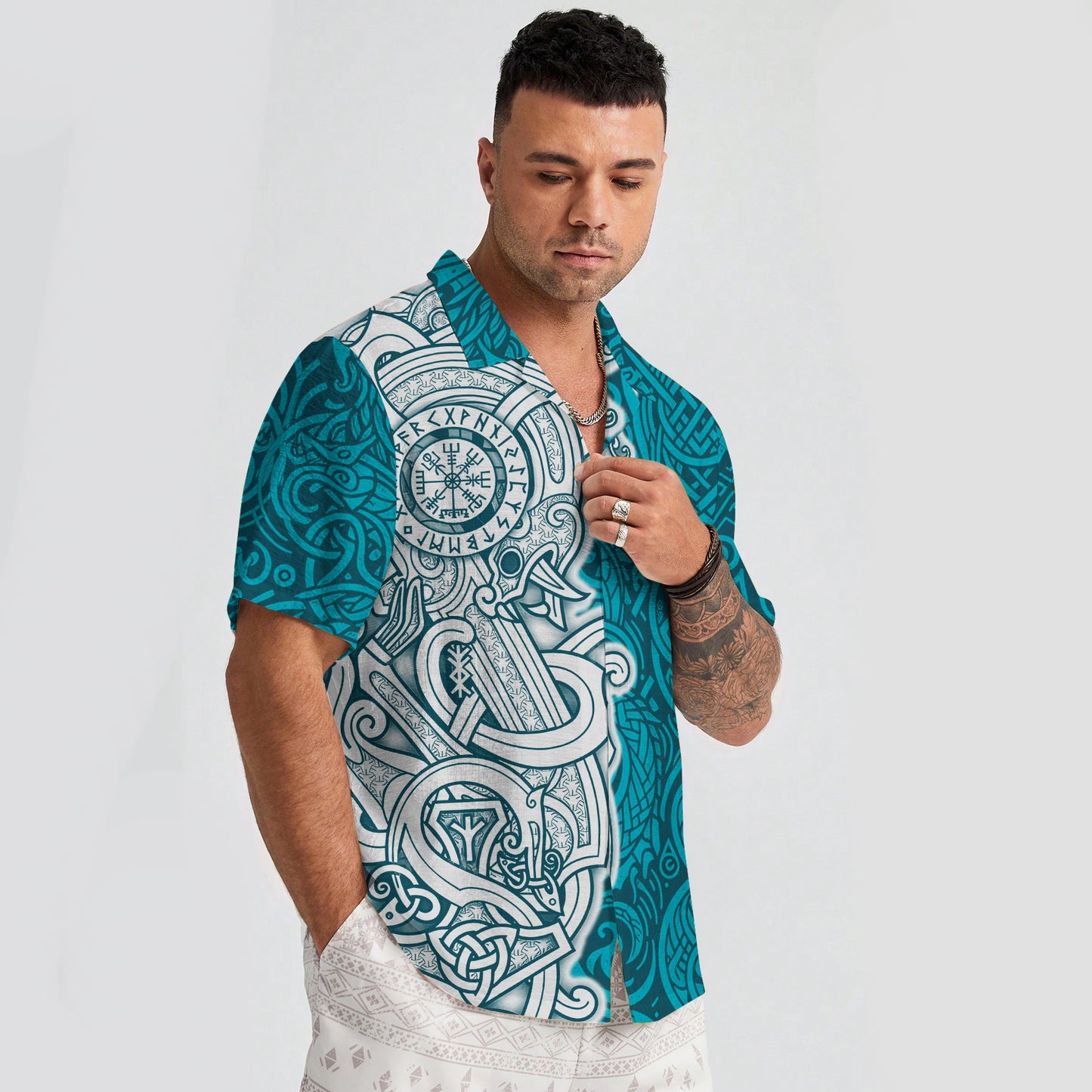 Viking Runes Hawaii Shirt - Nordic Saga Style