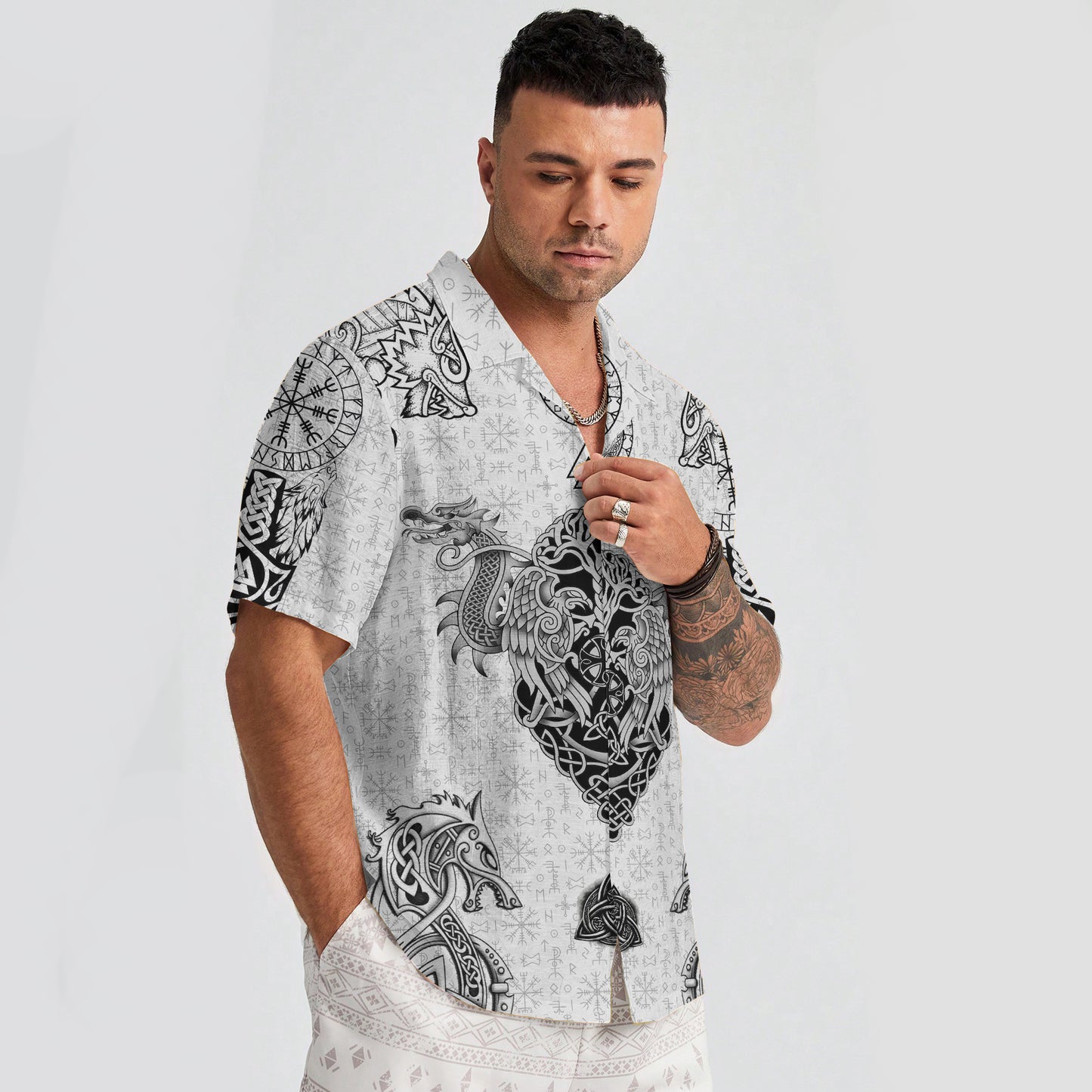 Norse Dragon Shield Viking – Hawaiian Shirt