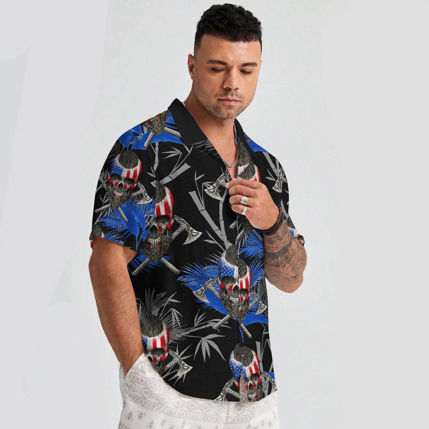 Patriotic Skulls – Hawaii Shirt