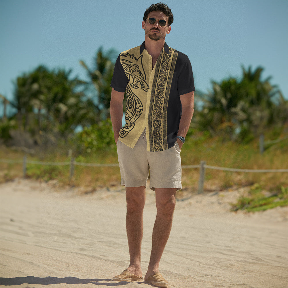 Golden Celtic Wolf– Hawaii Shirt