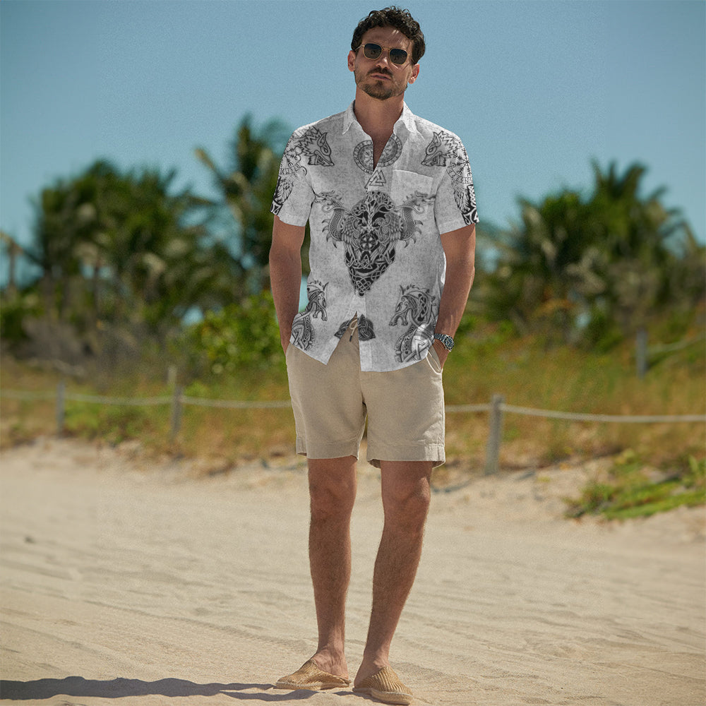 Norse Dragon Shield Viking – Hawaiian Shirt