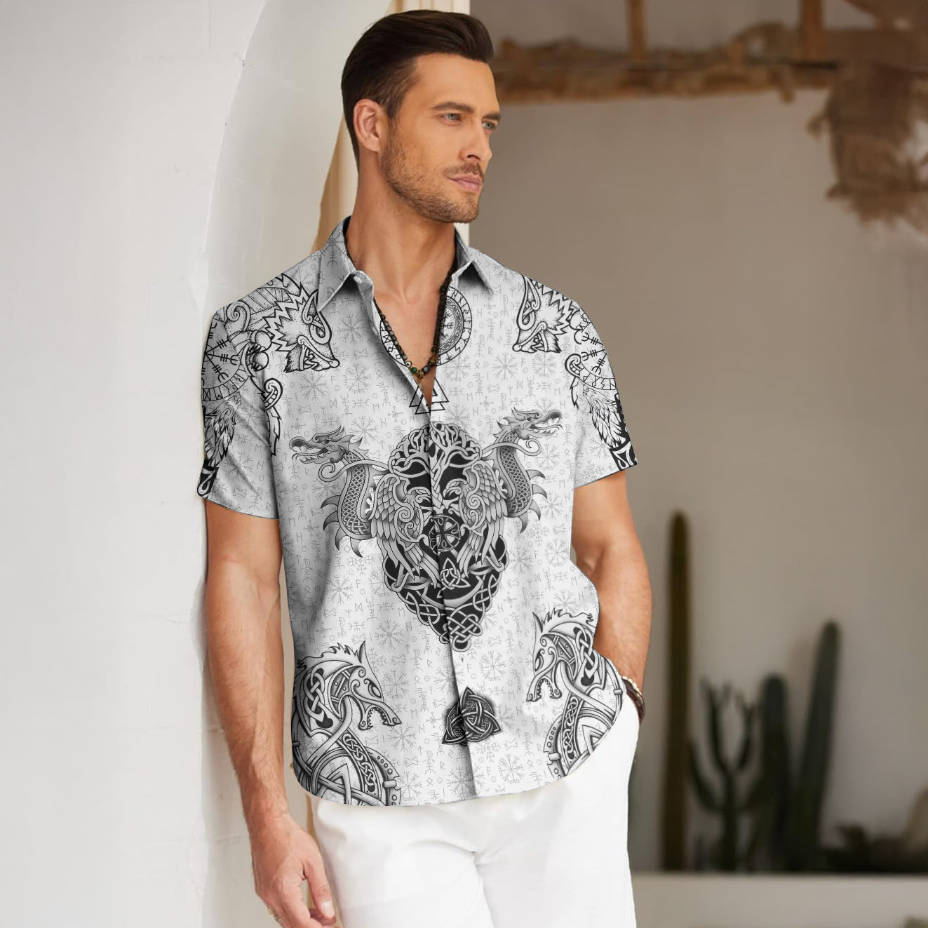 Norse Dragon Shield Viking – Hawaiian Shirt