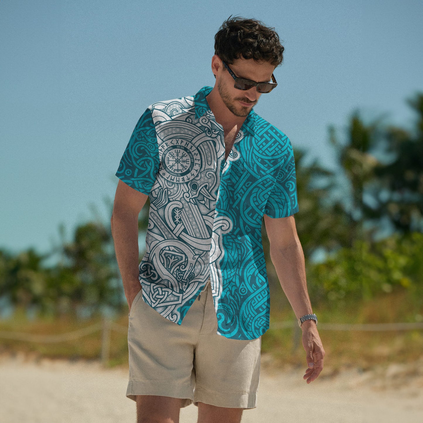 Viking Runes Hawaii Shirt - Nordic Saga Style