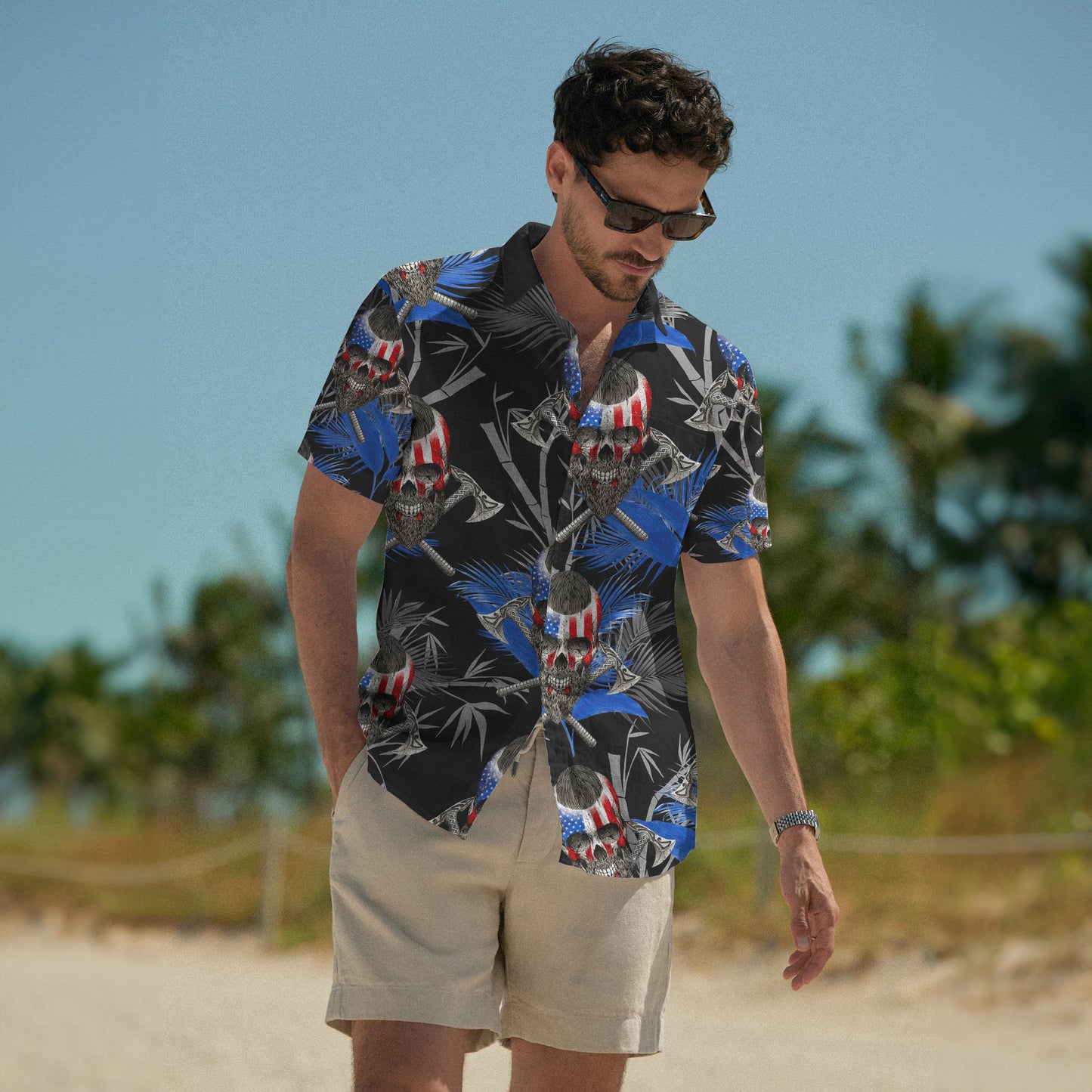 Patriotic Skulls – Hawaii Shirt