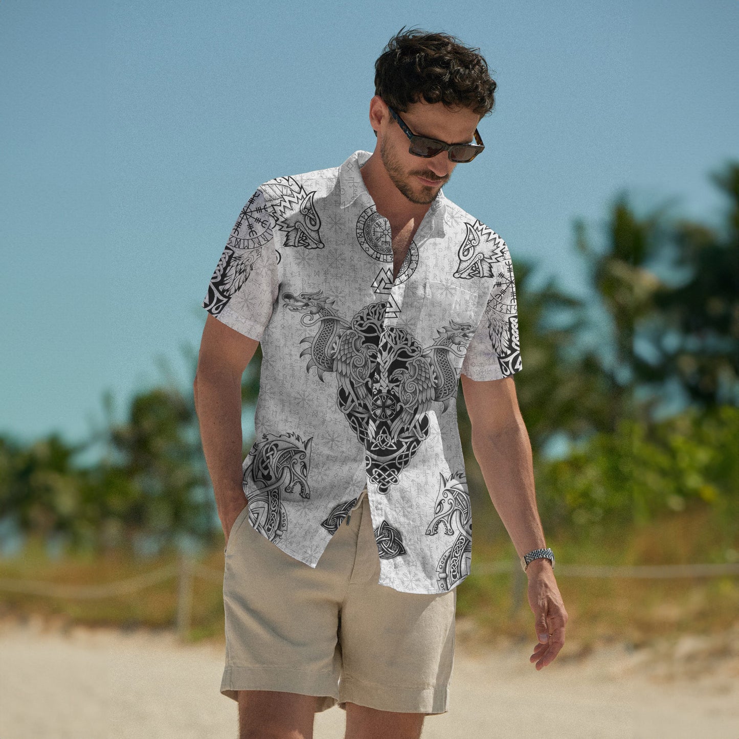 Norse Dragon Shield Viking – Hawaiian Shirt