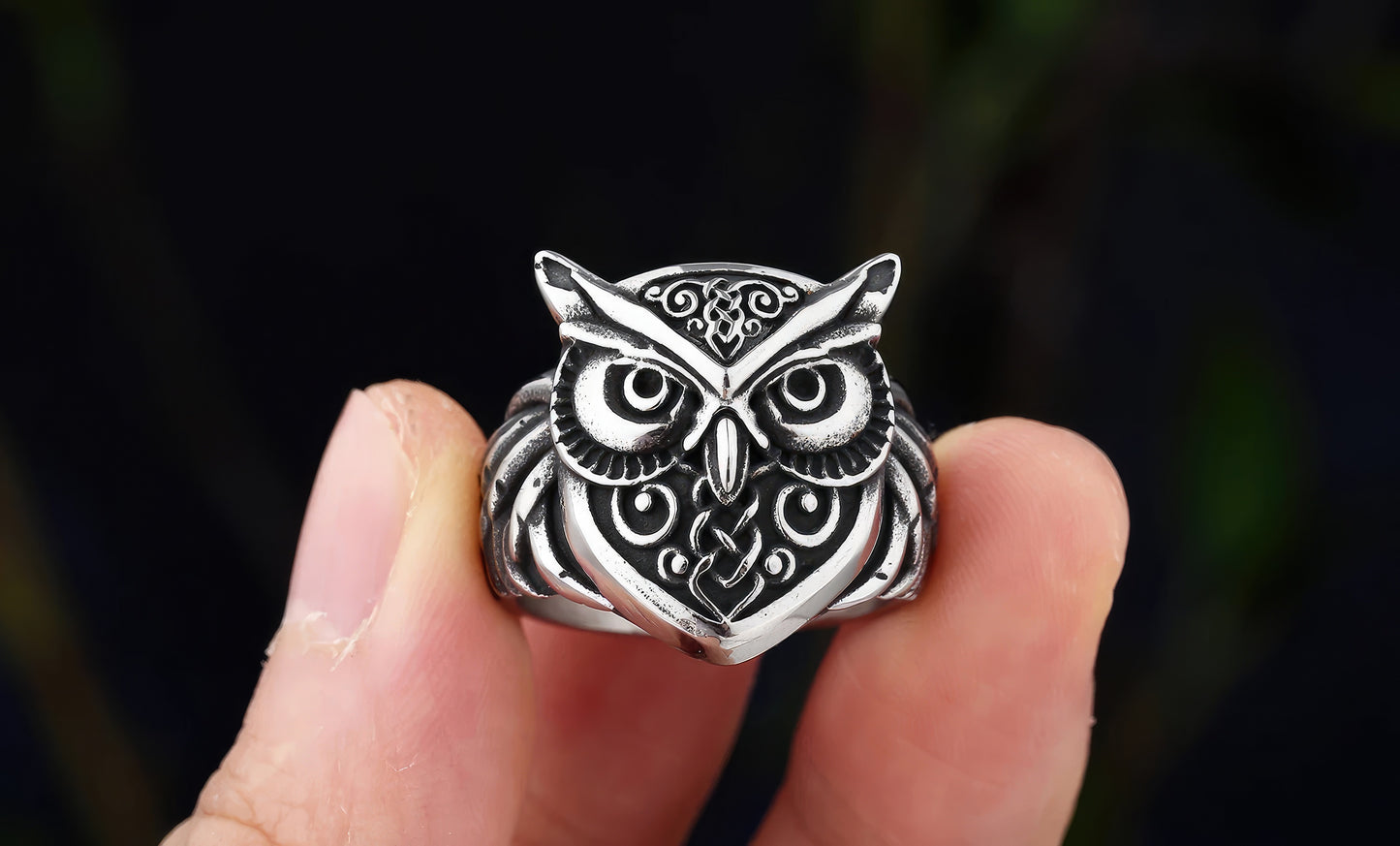 Norse Rune Owl Ring