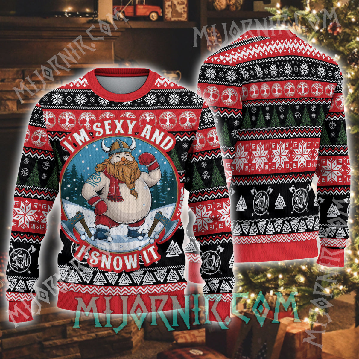 Frosty Viking Warrior - Viking Ugly Christmas Sweater