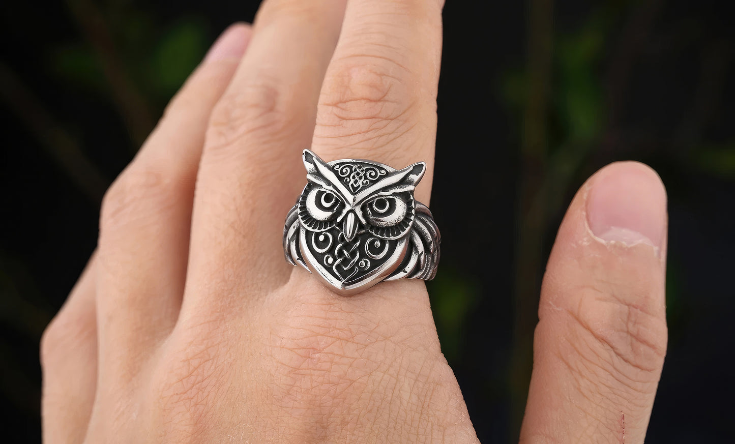 Norse Rune Owl Ring