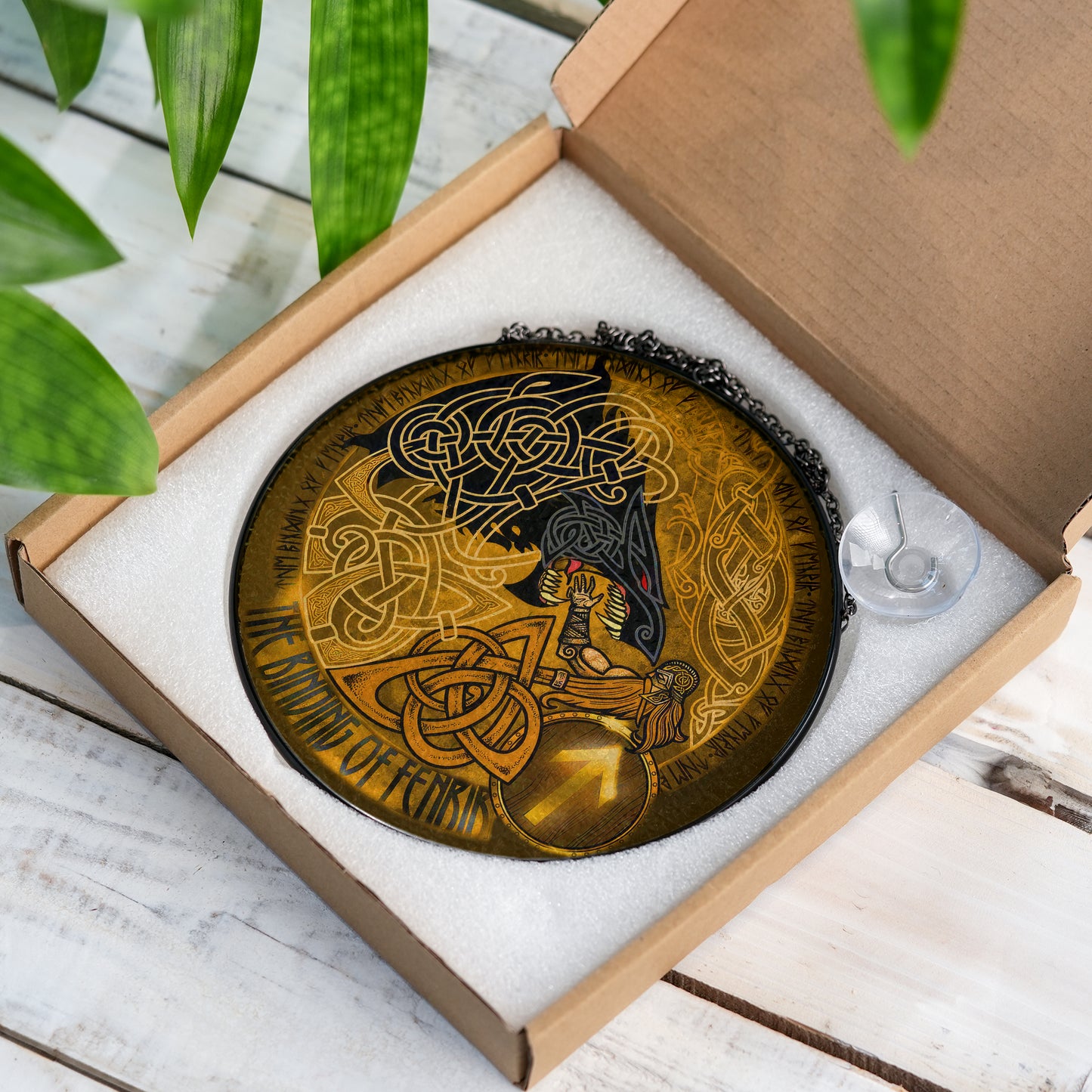 The Binding of Fenrir - Viking Stained Glass Hanging Ornament