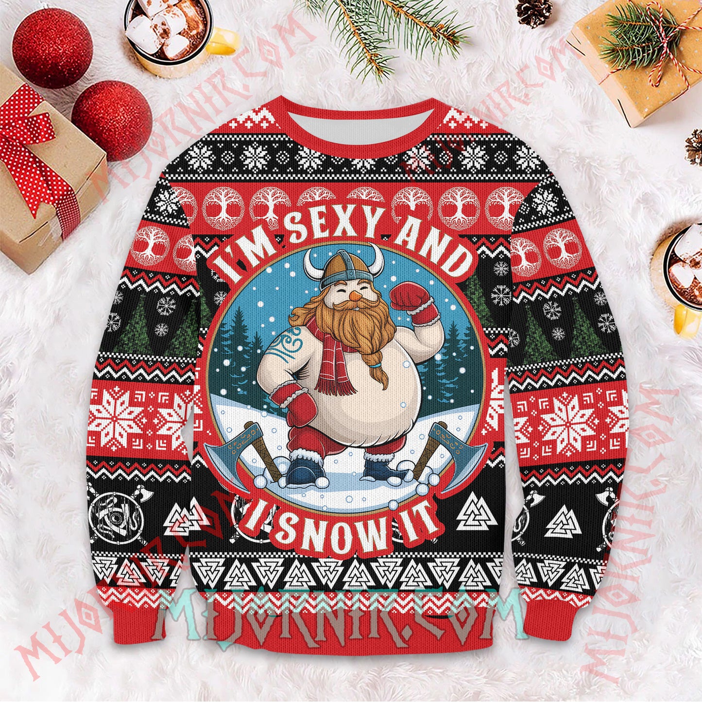 Frosty Viking Warrior - Viking Ugly Christmas Sweater