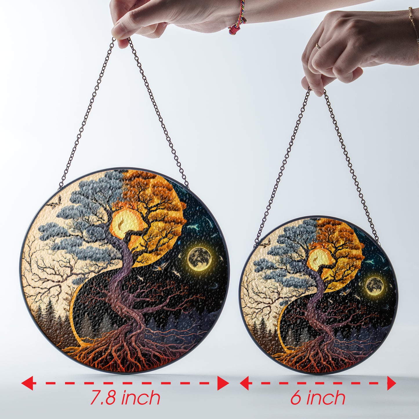 Yin-Yang Yggdrasil - Viking Stained Glass Hanging Ornament