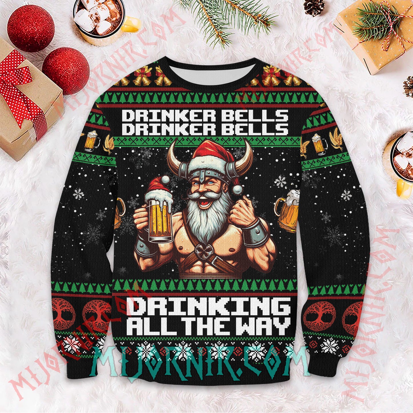 Viking Santa Ugly Christmas Sweater - Funny Nordic Holiday Pullover