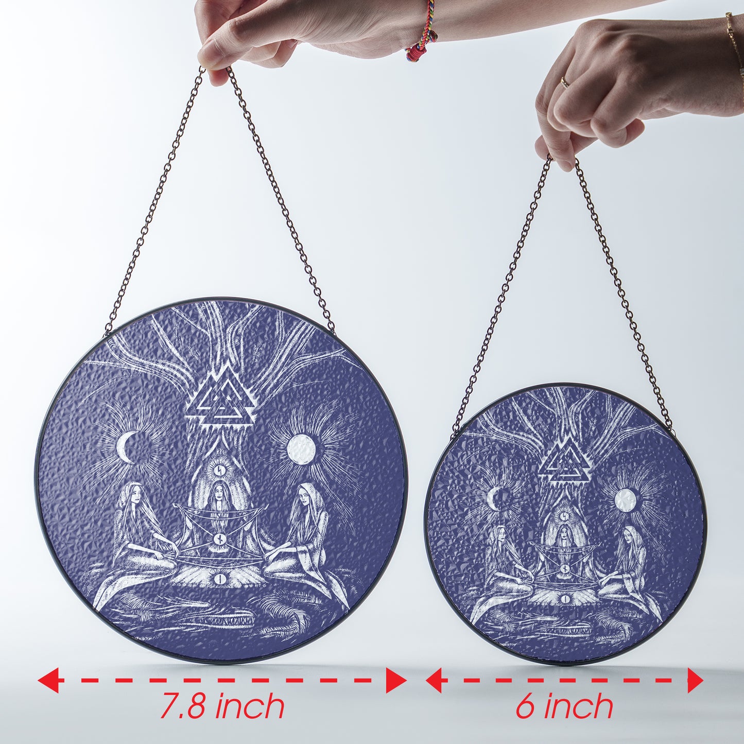 Norns & Valknut - Viking Stained Glass Hanging Ornament