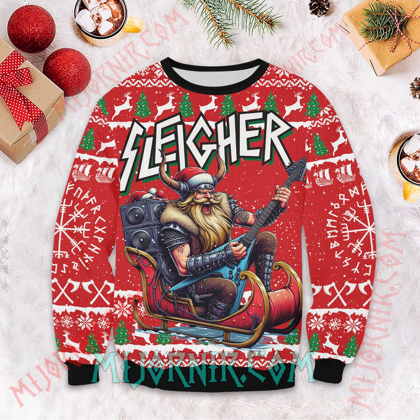 Santa's Viking Sleigher - Viking Ugly Christmas Sweater