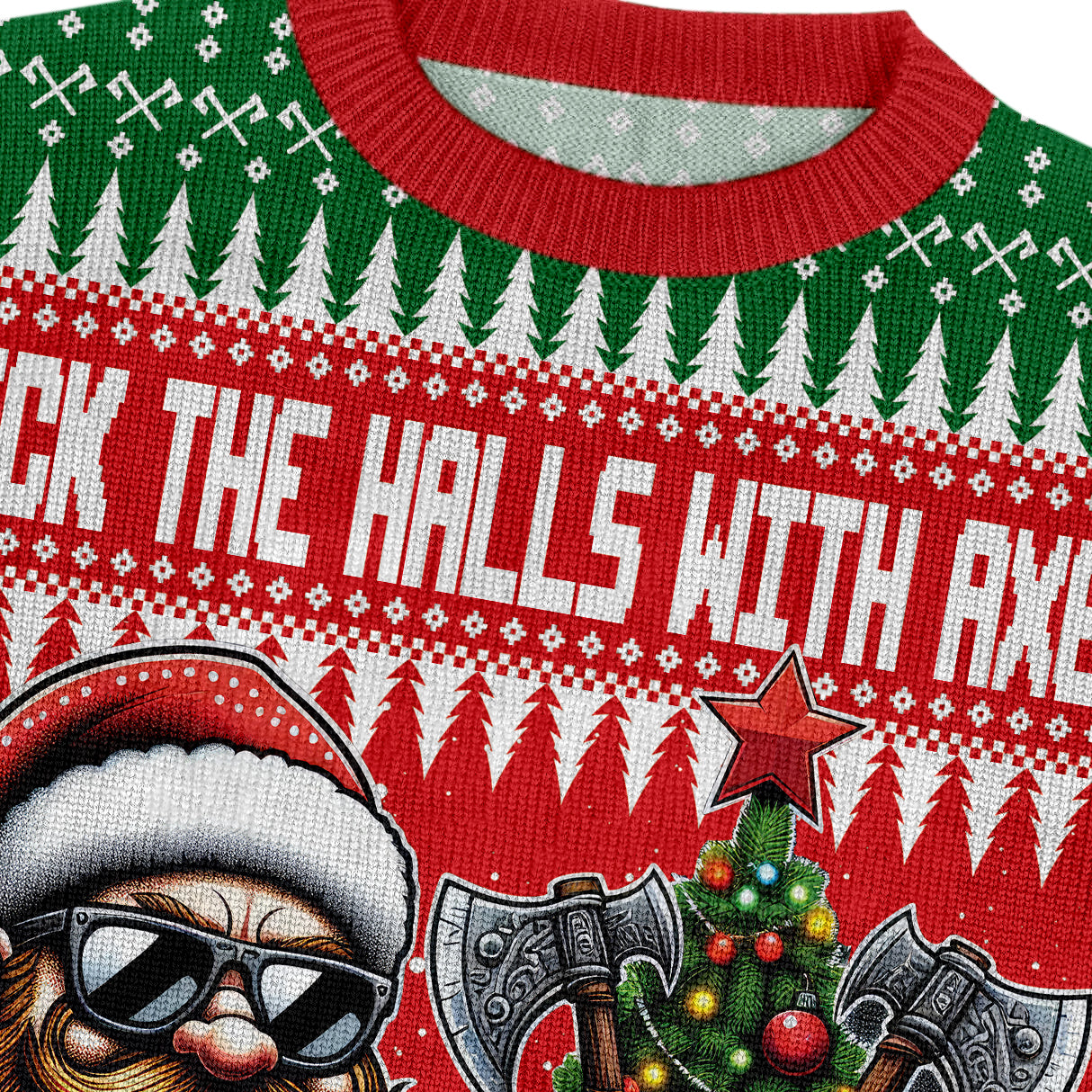 Deck the Halls with Axes - Viking Ugly Christmas Sweater
