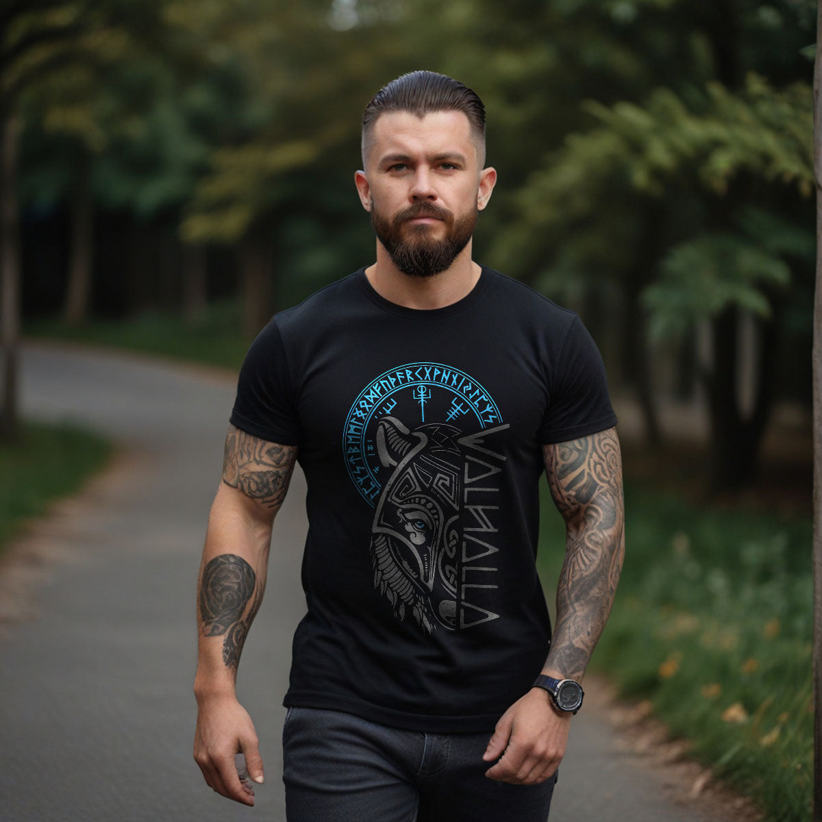 Valhalla Wolf Mask Viking T Shirt