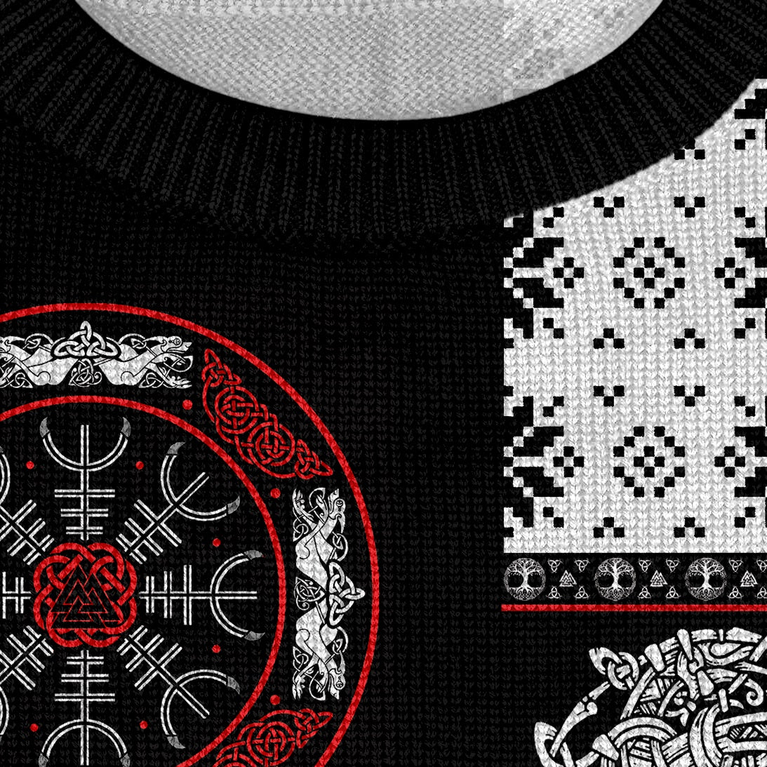 Viking Warrior Spirit Christmas Sweater - Norse Symbols of Power and Protection