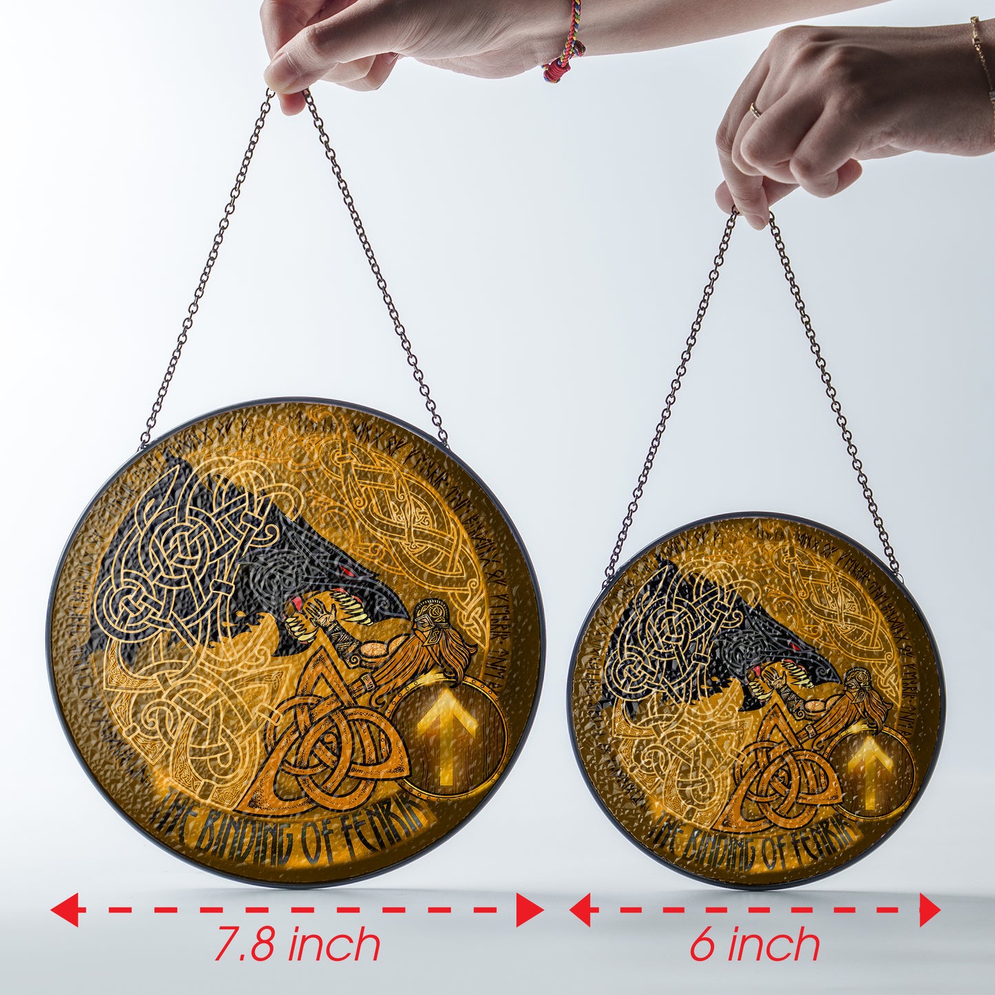 The Binding of Fenrir - Viking Stained Glass Hanging Ornament