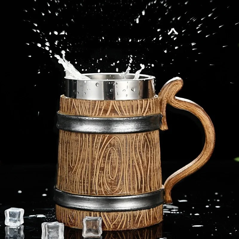 Viking Style Wood Grain Beer Mug