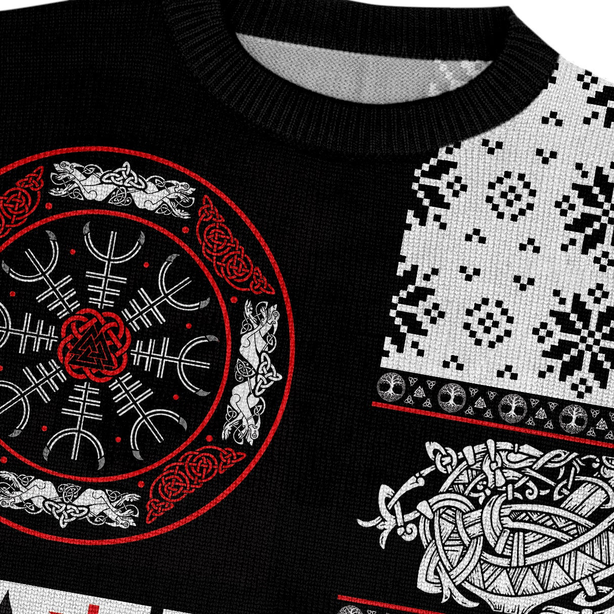 Viking Warrior Spirit Christmas Sweater - Norse Symbols of Power and Protection