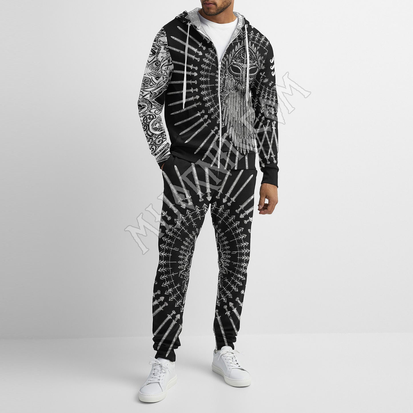 Viking Warrior's Mask & Blades - Viking Hoodie Set