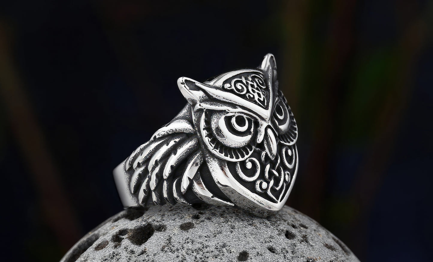 Norse Rune Owl Ring