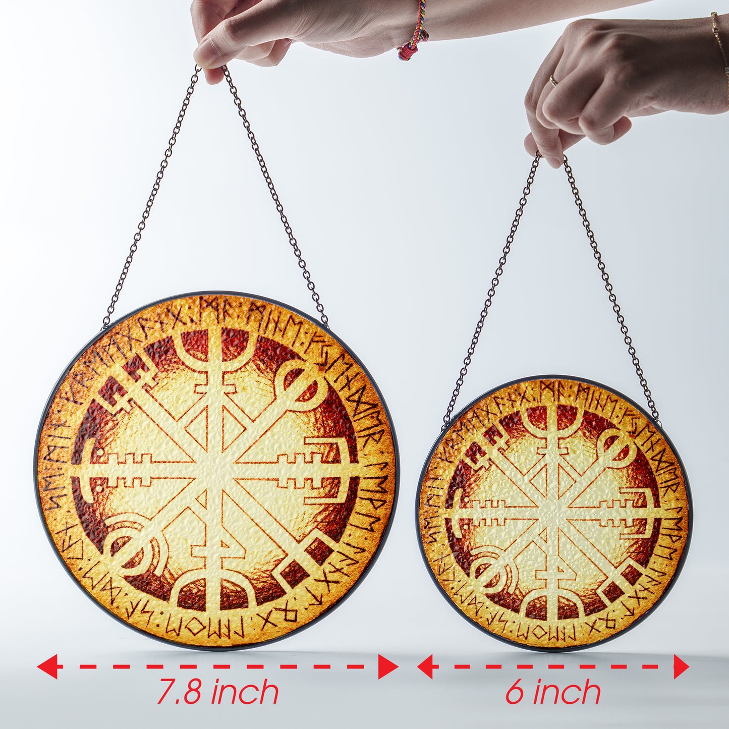 Vegvisir Rune Shield - Viking Stained Glass Hanging Ornament