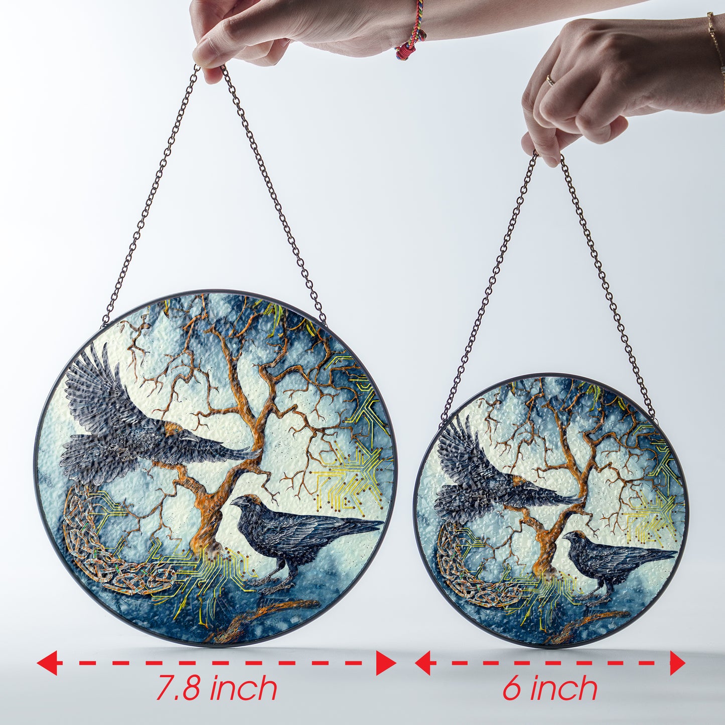 Yggdrasil Ravens - Viking Stained Glass Hanging Ornament