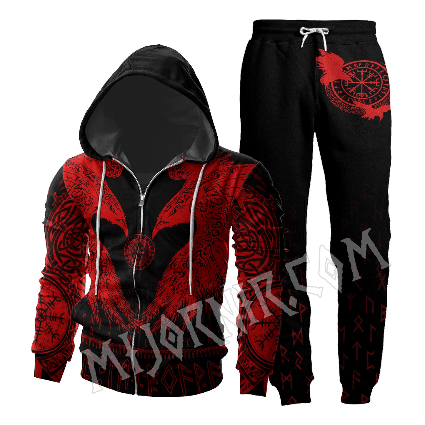 Fiery Raven Viking - Viking Hoodie Set