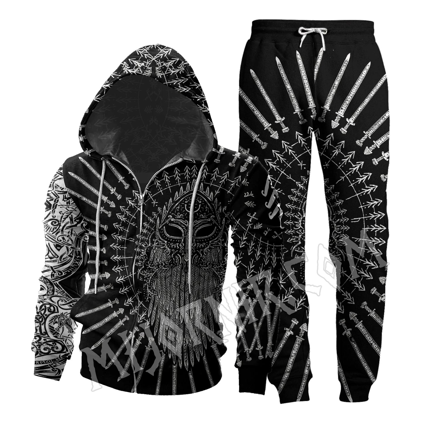 Viking Warrior's Mask & Blades - Viking Hoodie Set