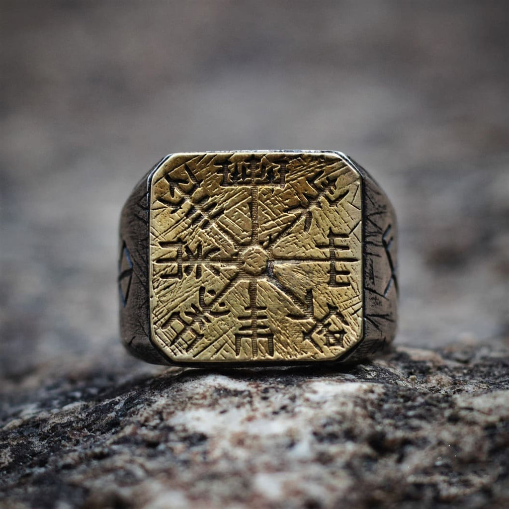 Silver Handmade Vegvisir Runic Ring