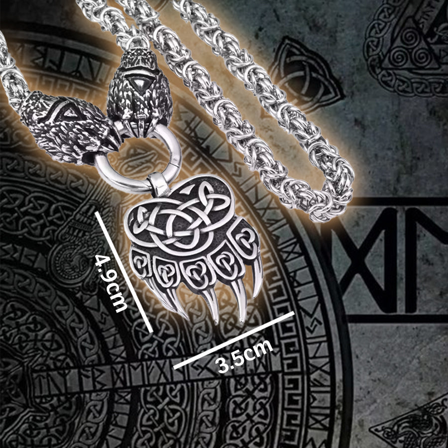 Nordic Viking Wolf Bear Claw Pendant