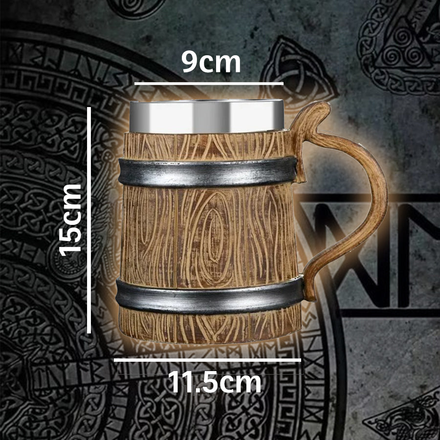 Viking Style Wood Grain Beer Mug