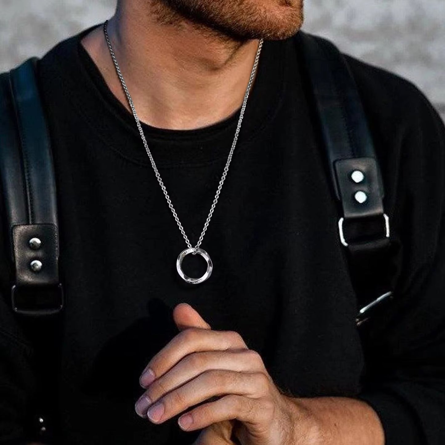 Viking Mobius Round Pendant Necklace