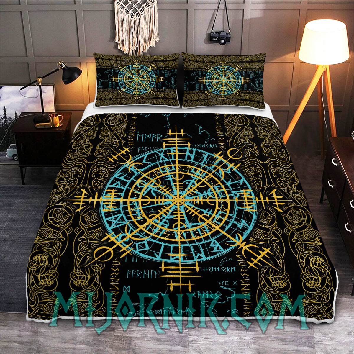 Viking Runes & Vegvisir - Viking Quilt Set