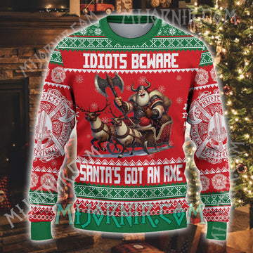 Idiots Beware - Viking Ugly Christmas Sweater