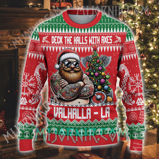 Deck the Halls with Axes - Viking Ugly Christmas Sweater