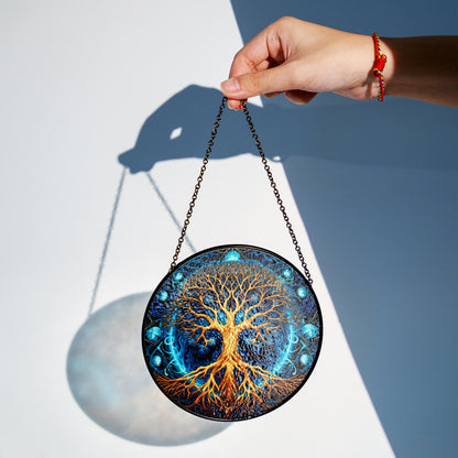 Cosmic Yggdrasil - Viking Stained Glass Hanging Ornament