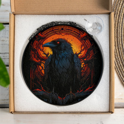 Raven of the Underworld - Viking Stained Glass Hanging Ornament