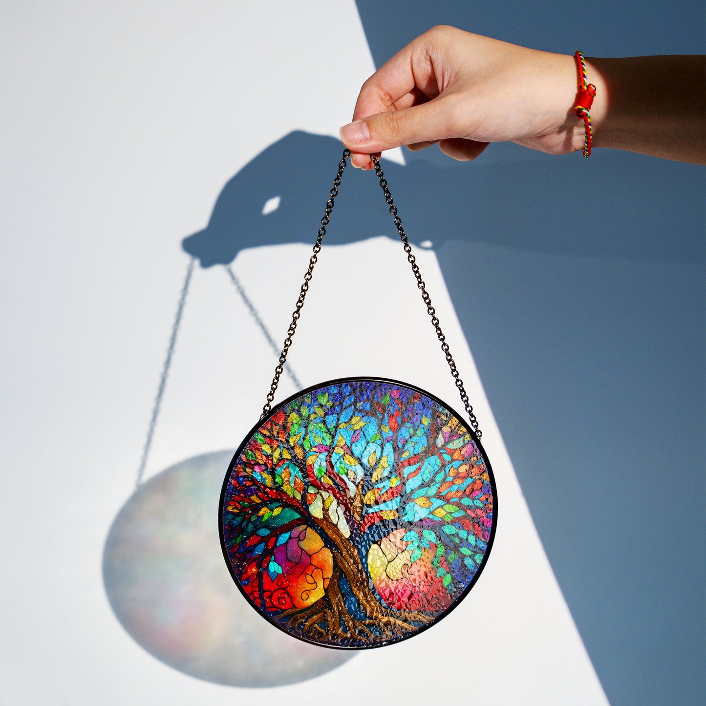 Rainbow Yggdrasil - Viking Stained Glass Hanging Ornament