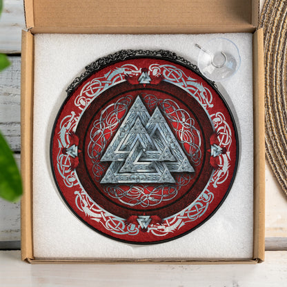 Viking Valknut Stained Glass Hanging Ornament