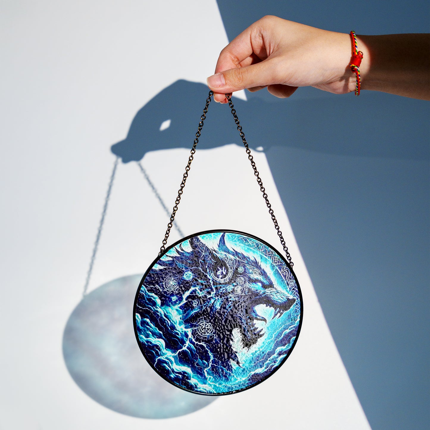 Storm Wolf Spirit - Viking Stained Glass Hanging Ornament