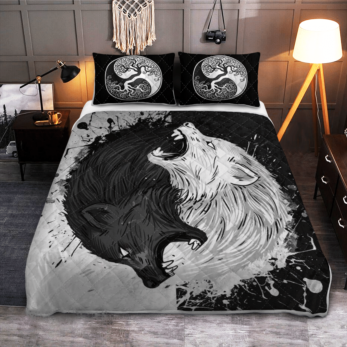 Yinyang Skoll and Hati  - Viking Quilt Set