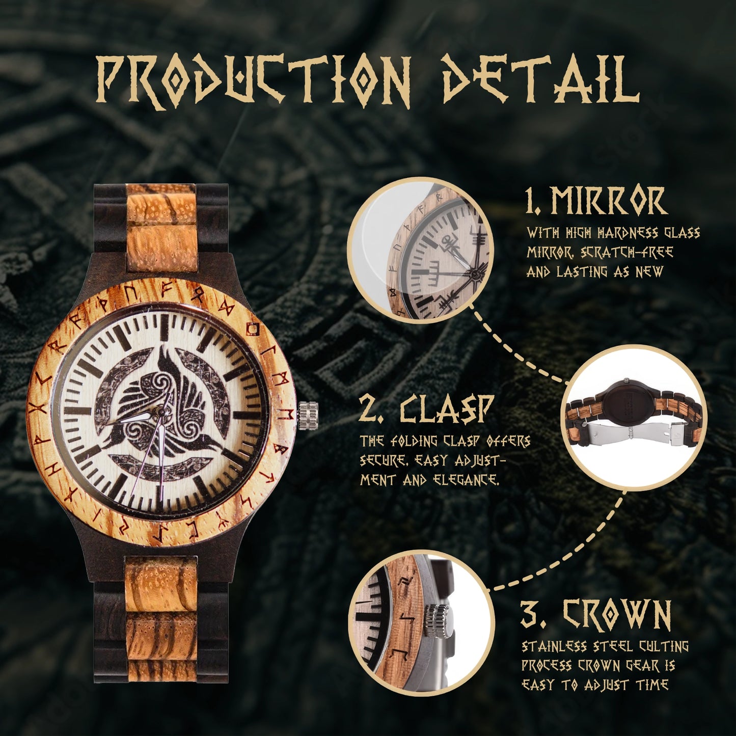 Mijonir Runic Wooden Watch