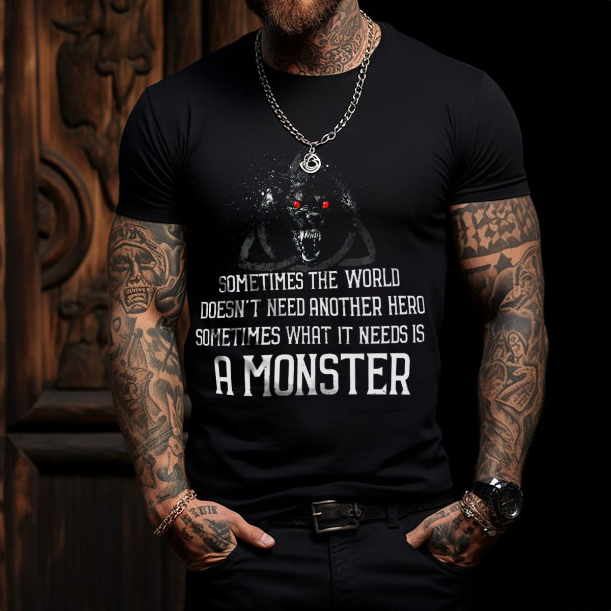 A monster Black Viking Tee