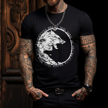 Yin Yang Wolf Black Viking T-Shirt