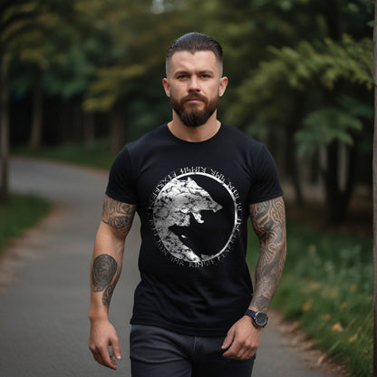 Yin Yang Wolf Black Viking T-Shirt